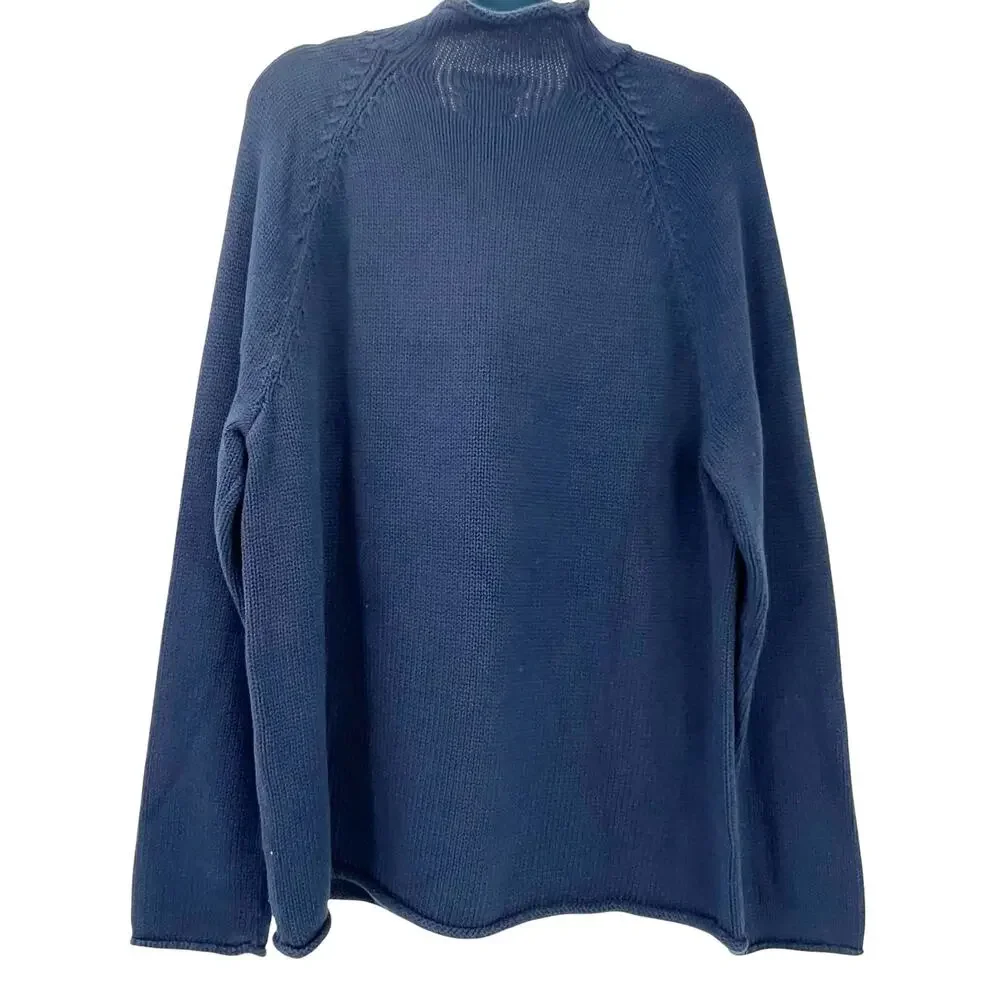 J. Crew Men's Heritage 1988 Cotton Roll-Neck Sweater Navy Size L NWT